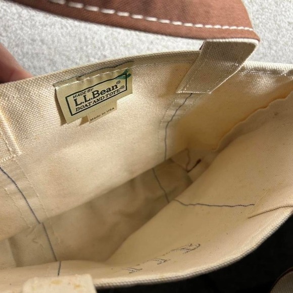Vintage LL BEAN boat and tote brown small tote bag Made in USA - Picture 4 of 6